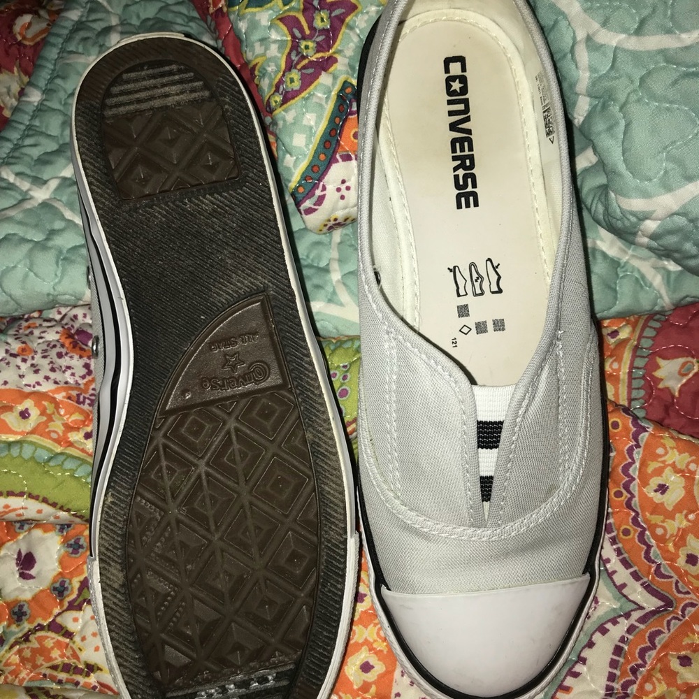 Light gray slip on converse